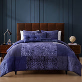 Bebejan Blue Denim Patchwork 5 Piece Reversible Comforter Set